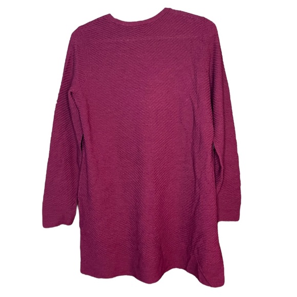 Eileen Fisher Rib Knit Wool V-Neck Top Peony Drop Shoulder Tunic Sweater Small - Picture 6 of 6